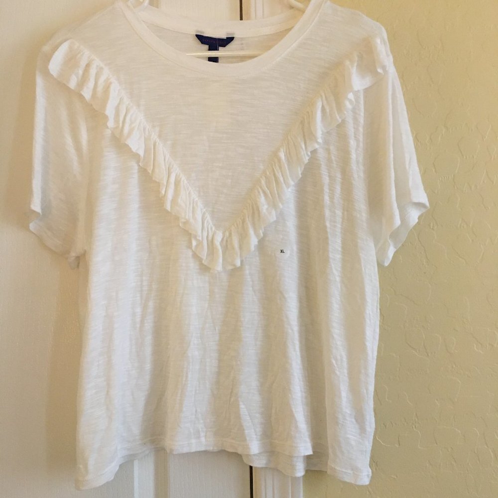 NWT Aeropostale White Ruffled Cropped Tee, XL